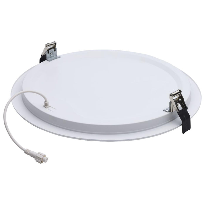 SATCO/NUVO 38W 12 Inch LED Direct Wire Downlight Remote Driver CCT Selectable 2700K/3000K/3500K/4000K/5000K Dual Dimming Flat Face Round 120-277V White (S11849)