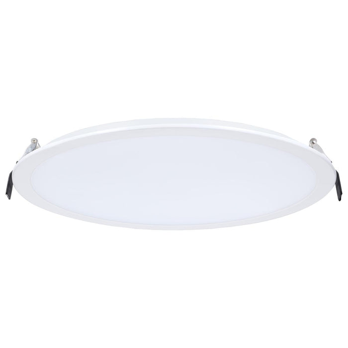 SATCO/NUVO 38W 12 Inch LED Direct Wire Downlight Remote Driver CCT Selectable 2700K/3000K/3500K/4000K/5000K Dual Dimming Flat Face Round 120-277V White (S11849)