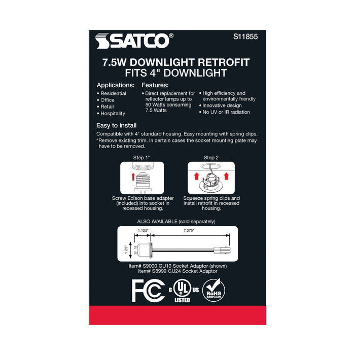 SATCO/NUVO 7.5W LED Direct Wire Downlight Gimbaled 120V CCT Selectable Brushed Nickel Finish (S11855)