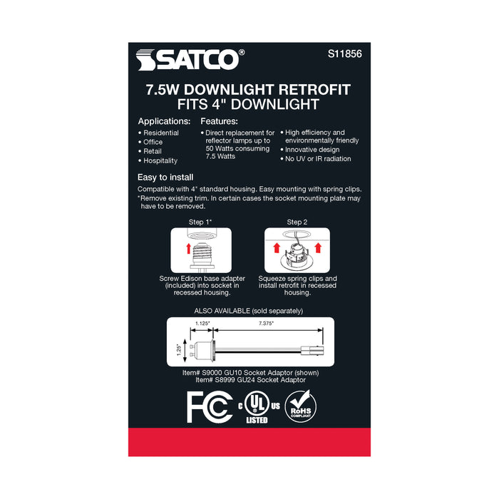 SATCO/NUVO 7.5W LED Direct Wire Downlight Gimbaled 120V CCT Selectable Bronze Finish (S11856)