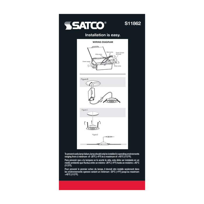 SATCO/NUVO 15W CCT Selectable LED Direct Wire Downlight Gimbaled 6 Inch Round Remote Driver Black (S11862)