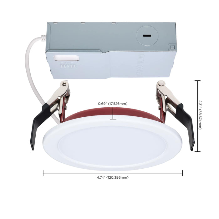 SATCO/NUVO 4 Inch Fire Rated Direct Wire Slim Fit Flat Face Downlight 10W 820Lm CCT Selectable 2700K/3000K/3500K/4000K/5000K 90 CRI Dimmable 120V White (S11864R1)