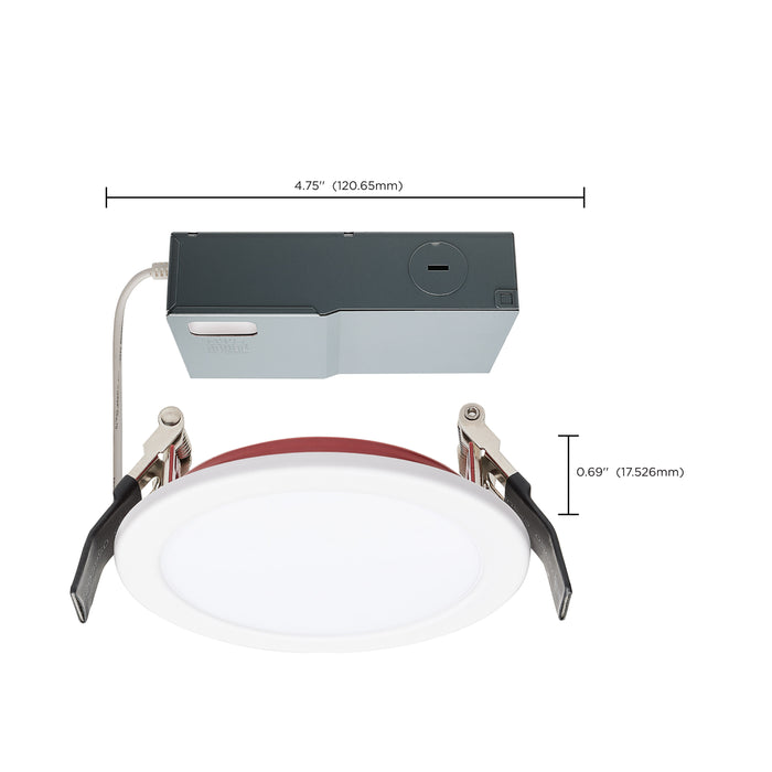 SATCO/NUVO 10W LED Fire Rated 4 Inch Direct Wire Downlight Round Flat Lens CCT Selectable 2700K/3000K/3500K/4000K/5000K 120V Dimmable Remote Driver White (S11864)
