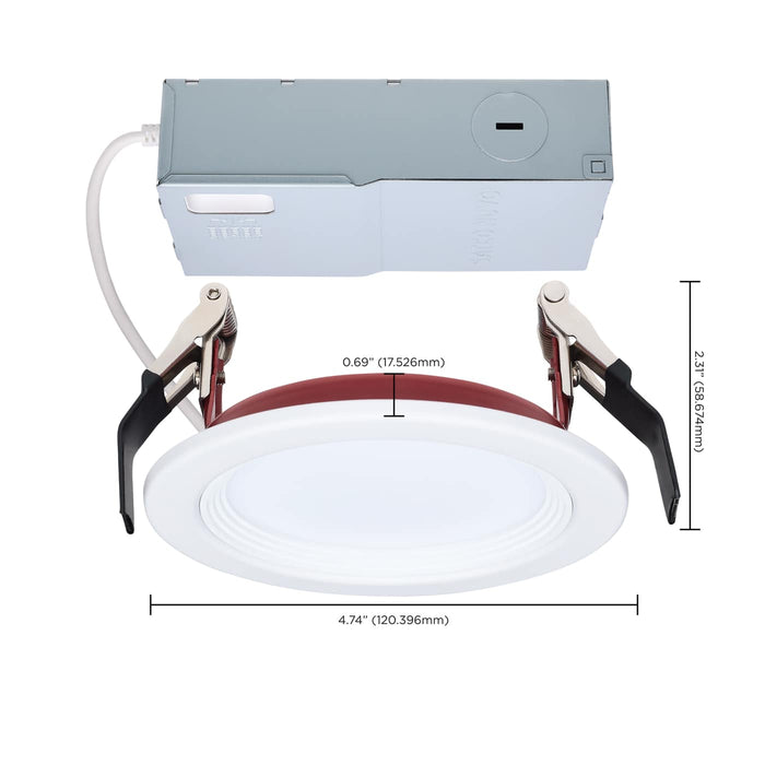 SATCO/NUVO 4 Inch Fire Rated Direct Wire Slim Fit Step Baffle Downlight 10W 820Lm CCT Selectable 2700K/3000K/3500K/4000K/5000K 90 CRI Dimmable 120V White (S11865R1)