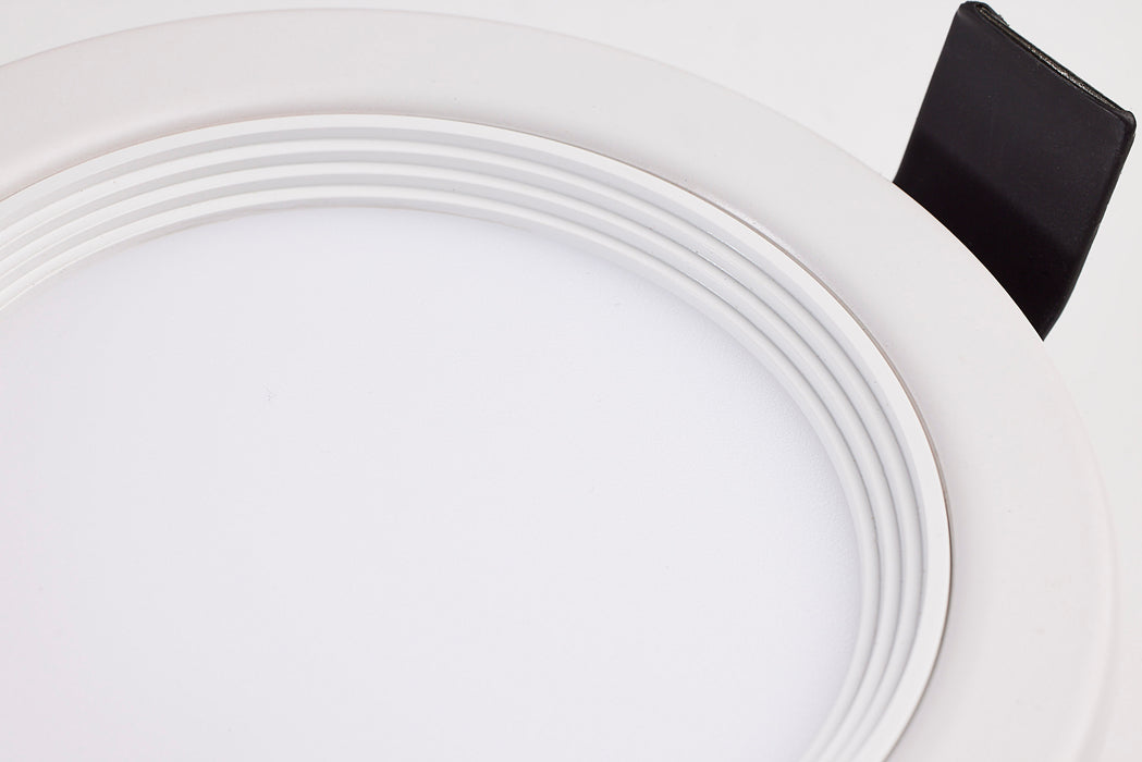 SATCO/NUVO 10W LED Fire Rated 4 Inch Direct Wire Downlight Round Stepped Baffle CCT Selectable 2700K/3000K/3500K/4000K/5000K 120V Dimmable Remote Driver White (S11865)