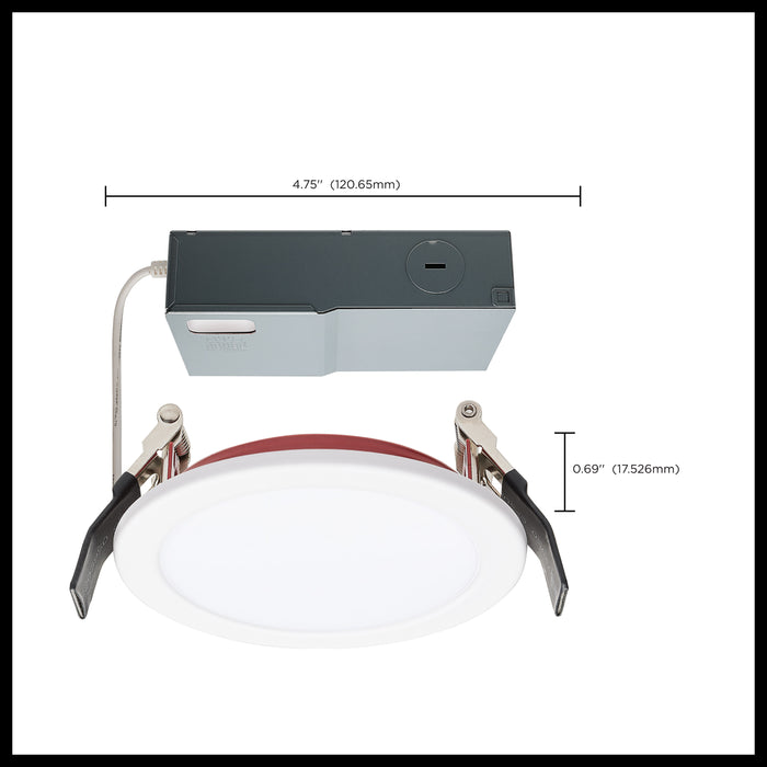 SATCO/NUVO 10W LED Fire Rated 4 Inch Direct Wire Downlight Round Stepped Baffle CCT Selectable 2700K/3000K/3500K/4000K/5000K 120V Dimmable Remote Driver White (S11865)