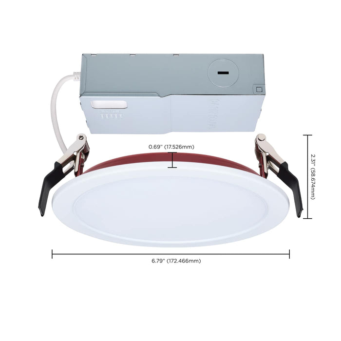 SATCO/NUVO 6 Inch Fire Rated Direct Wire Slim Fit Flat Face Downlight 13W 1100Lm CCT Selectable 2700K/3000K/3500K/4000K/5000K 90 CRI Dimmable 120V White (S11866R1)