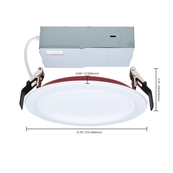 SATCO/NUVO 6 Inch Fire Rated Direct Wire Slim Fit Step Baffle Downlight 13W 1100Lm CCT Selectable 2700K/3000K/3500K/4000K/5000K 90 CRI Dimmable 120V White (S11867R1)