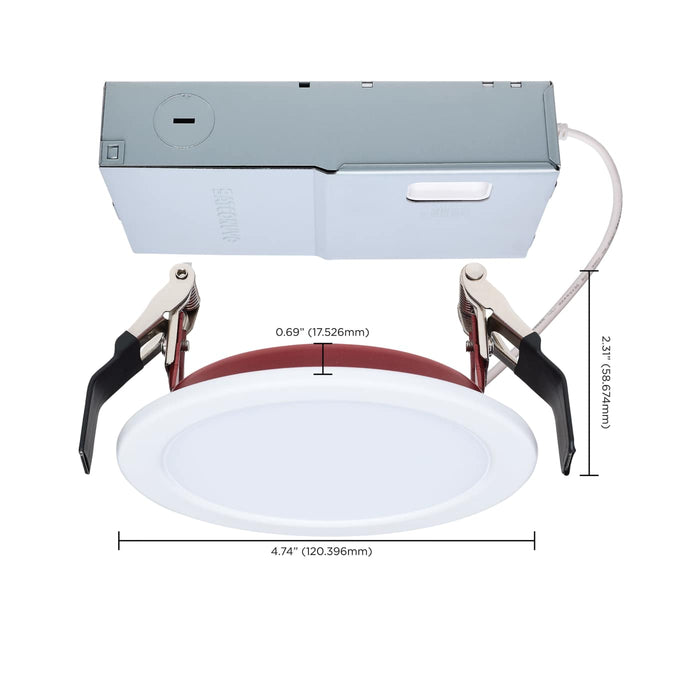 SATCO/NUVO 4 Inch Fire Rated Direct Wire Slim Fit Flat Face Downlight 10W 820Lm CCT Selectable 2700K/3000K/3500K/4000K/5000K 90 CRI Dimmable 120-277V White (S11868R1)