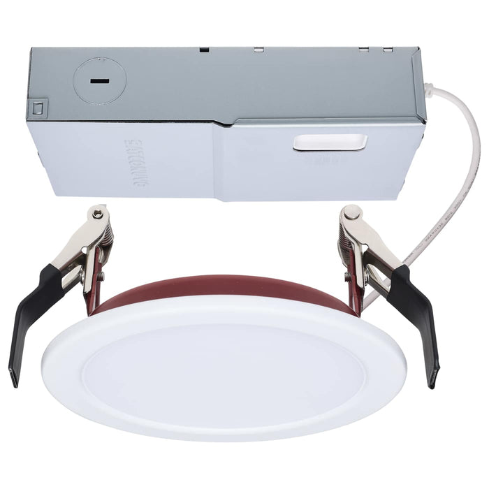 SATCO/NUVO 4 Inch Fire Rated Direct Wire Slim Fit Flat Face Downlight 10W 820Lm CCT Selectable 2700K/3000K/3500K/4000K/5000K 90 CRI Dimmable 120-277V White (S11868R1)