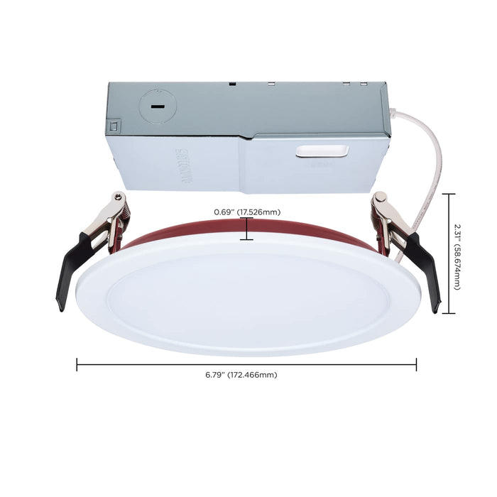 SATCO/NUVO 6 Inch Fire Rated Direct Wire Slim Fit Flat Face Downlight 13W 1100Lm CCT Selectable 2700K/3000K/3500K/4000K/5000K 90 CRI Dimmable 120-277V White (S11869R1)
