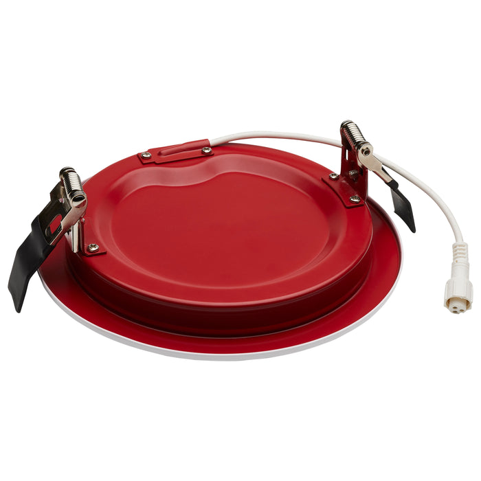 SATCO/NUVO 13W LED Fire Rated 6 Inch Direct Wire Downlight Round Flat Lens CCT Selectable 2700K/3000K/3500K/4000K/5000K 120-277V Dimmable Remote Driver White (S11869)