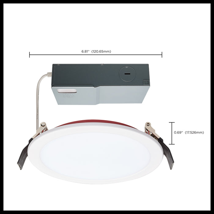 SATCO/NUVO 13W LED Fire Rated 6 Inch Direct Wire Downlight Round Flat Lens CCT Selectable 2700K/3000K/3500K/4000K/5000K 120-277V Dimmable Remote Driver White (S11869)
