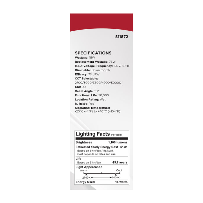 SATCO/NUVO 6 Inch Round 15W LED Low Profile Regress Baffle Downlight Remote Driver CCT Selectable 2700K/3000K/3500K/4000K/5000K 1100Lm 90 CRI 120V White (S11872)