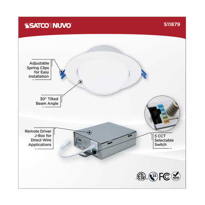 SATCO/NUVO 14W 6 Inch Directional Low-Profile Downlight CCT Selectable 120V White Finish (S11879)