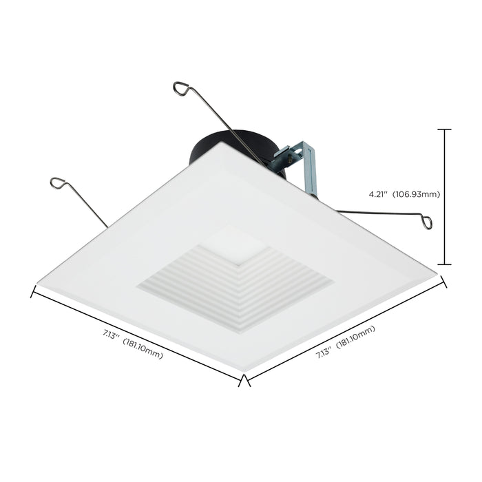 SATCO/NUVO Field Selectable LED Downlight Retrofit Deep Baffle 8W/10.5W/13.5W 2700K/3000K/3500K/4000K/5000K 5-6 Inch Square White Finish 120V (S11885)