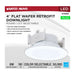 SATCO/NUVO 8W 4 Inch LED Downlight Retrofit CCT Selectable 2700K/3000K/3500K/4000K/5000K Selectable Flat Wafer Round Matte White Finish (S11890)