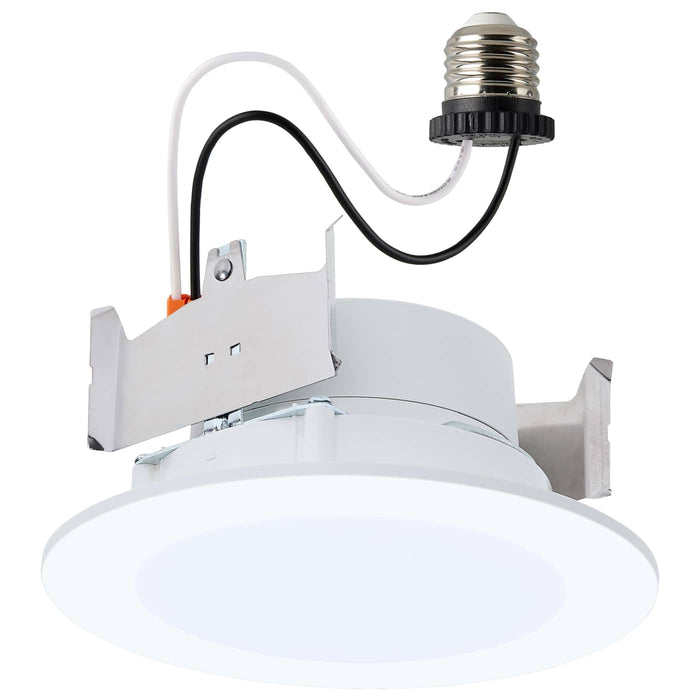 SATCO/NUVO 8W 4 Inch LED Downlight Retrofit CCT Selectable 2700K/3000K/3500K/4000K/5000K Selectable Flat Wafer Round Matte White Finish (S11890)