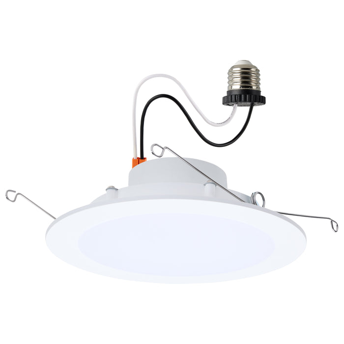 SATCO/NUVO 9.5W 6 Inch LED Downlight Retrofit CCT Selectable 2700K/3000K/3500K/4000K/5000K Selectable Flat Wafer Round Matte White Finish (S11892)
