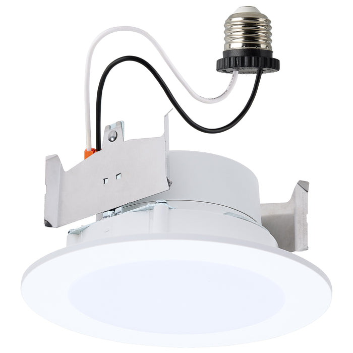 SATCO/NUVO LED Downlight Retrofit Wattage/CCT Selectable 6.5W/8W/9.3W 2700K/3000K/3500K/4000K/5000K 4 Inch Flat Wafer Round Matte White Finish (S11894)