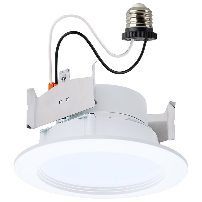 SATCO/NUVO LED Downlight Retrofit Wattage/CCT Selectable 6.5W/8W/9.3W 2700K/3000K/3500K/4000K/5000K 4 Inch Regressed Wafer Round Matte White Finish (S11895)
