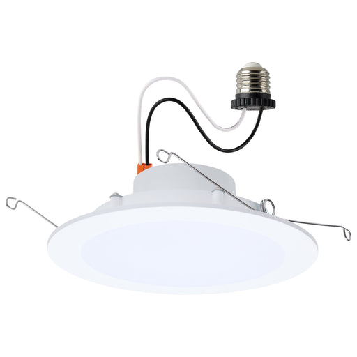 SATCO/NUVO LED Downlight Retrofit Wattage/CCT Selectable 9W/11W/13W 2700K/3000K/3500K/4000K/5000K 6 Inch Flat Wafer Round Matte White Finish (S11896)