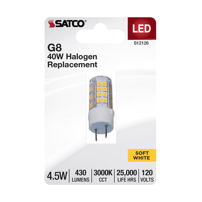 SATCO/NUVO 4.5W Mini LED Bipin G8 Base 3000K Clear Finish 120V (S12126)
