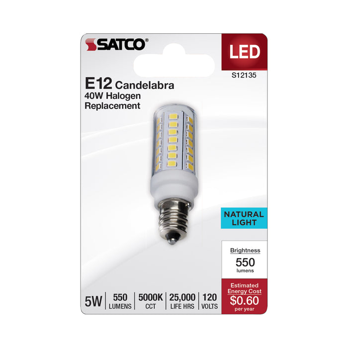 SATCO/NUVO 5W Mini LED Candelabra E12 Base 5000K Clear Finish 120V (S12135)