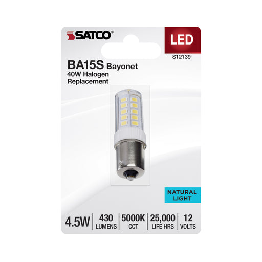 SATCO/NUVO 4.5W Mini LED Bayonet Single Contact BA15s Base 5000K Clear Finish 120V (S12139)