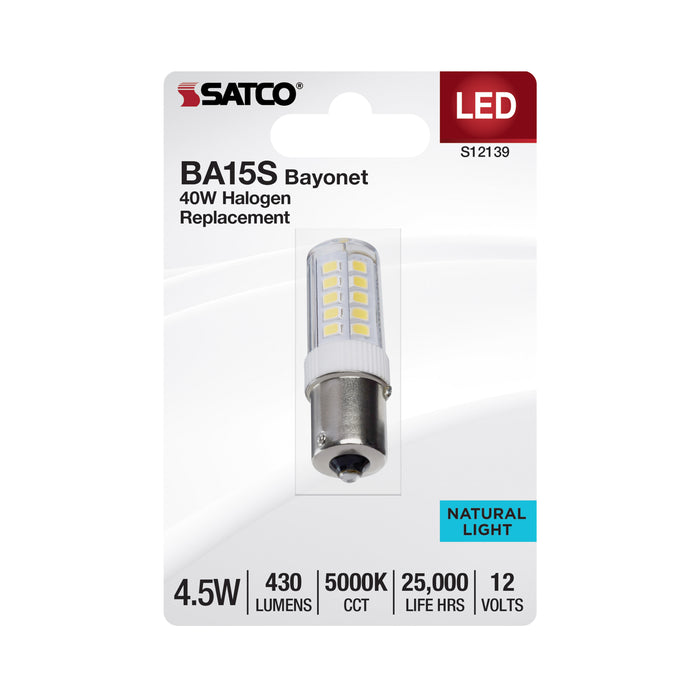 SATCO/NUVO 4.5W Mini LED Bayonet Single Contact BA15s Base 5000K Clear Finish 120V (S12139)