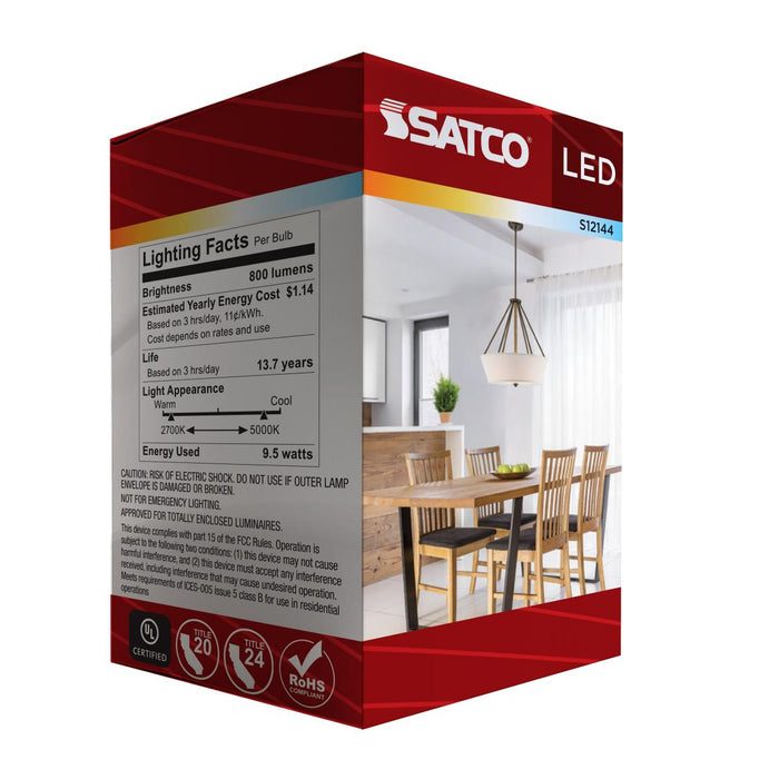 SATCO/NUVO 9.5W LED A19 CCT Selectable 2700K/3000K/3500K/4000K/5000K GU24 Base 120V (S12144)