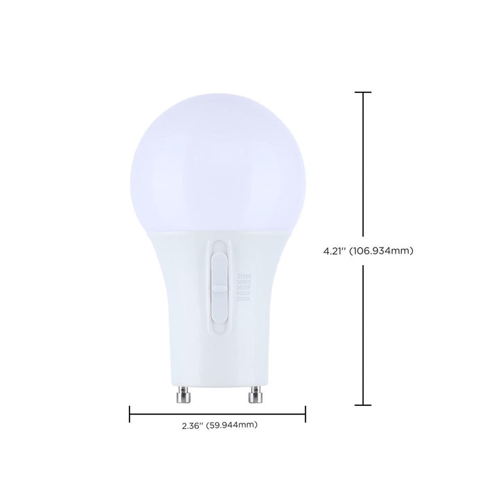 SATCO/NUVO 9.5W LED A19 CCT Selectable 2700K/3000K/3500K/4000K/5000K GU24 Base 120V (S12144)