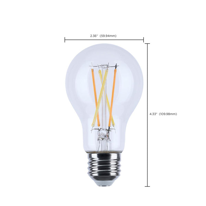 SATCO/NUVO 8W LED A19 3000K-2000K Warm Dimming Medium E26 Base 120V 90 CRI Clear Finish (S12150)