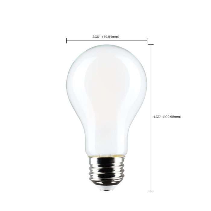 SATCO/NUVO 8W LED A19 3000K-2000K Warm Dimming Medium E26 Base 120V 90 CRI Frost Finish (S12151)