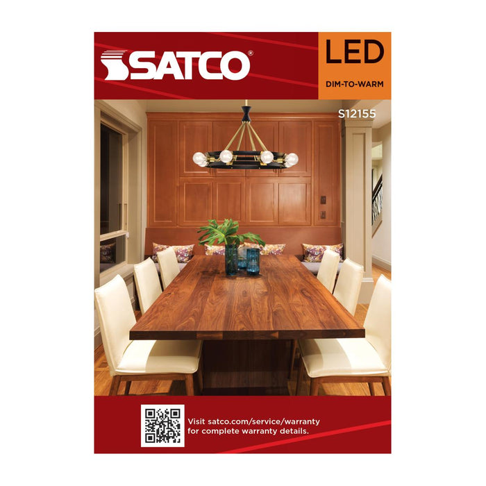 SATCO/NUVO 8W LED G40 3000K-2000K Warm Dimming Medium E26 Base 120V 90 CRI Clear Finish (S12155)