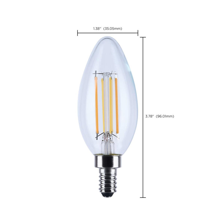 SATCO/NUVO 4.5W LED B11 3000K-2000K Warm Dimming Candelabra E12 Base 120V 90 CRI Clear Finish (S12157)