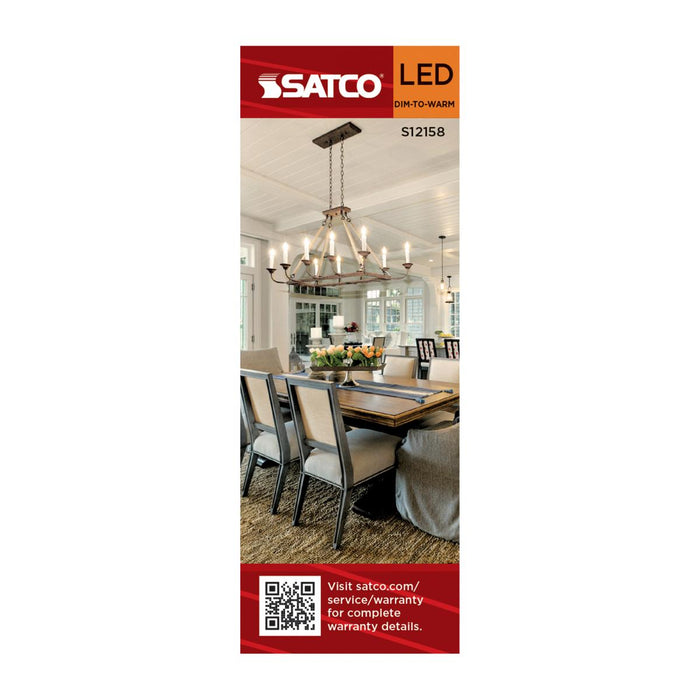 SATCO/NUVO 4.5W LED B11 3000K-2000K Warm Dimming Candelabra E12 Base 120V 90 CRI Frost Finish (S12158)