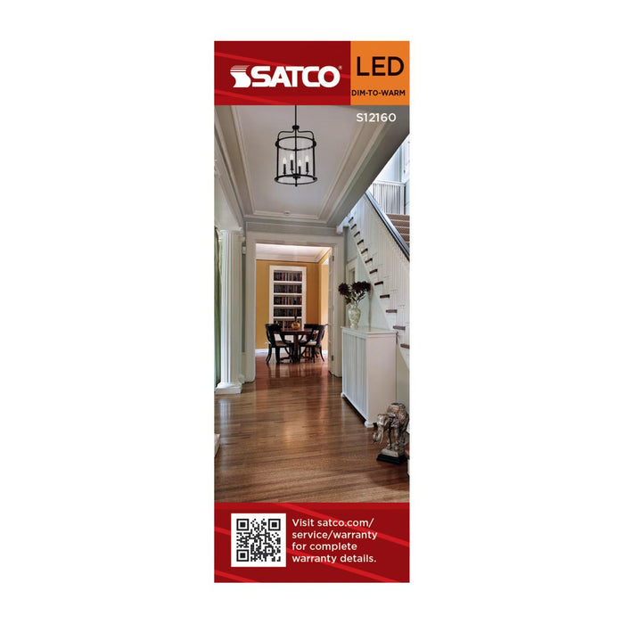 SATCO/NUVO 4.5W LED B11 3000K-2000K Warm Dimming Medium E26 Base 120V 90 CRI Frost Finish (S12160)
