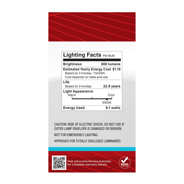 SATCO/NUVO 9.1W A19 LED 5000K CCT Medium Base White Finish 12V-24Vac 12V-34Vdc (S12171)