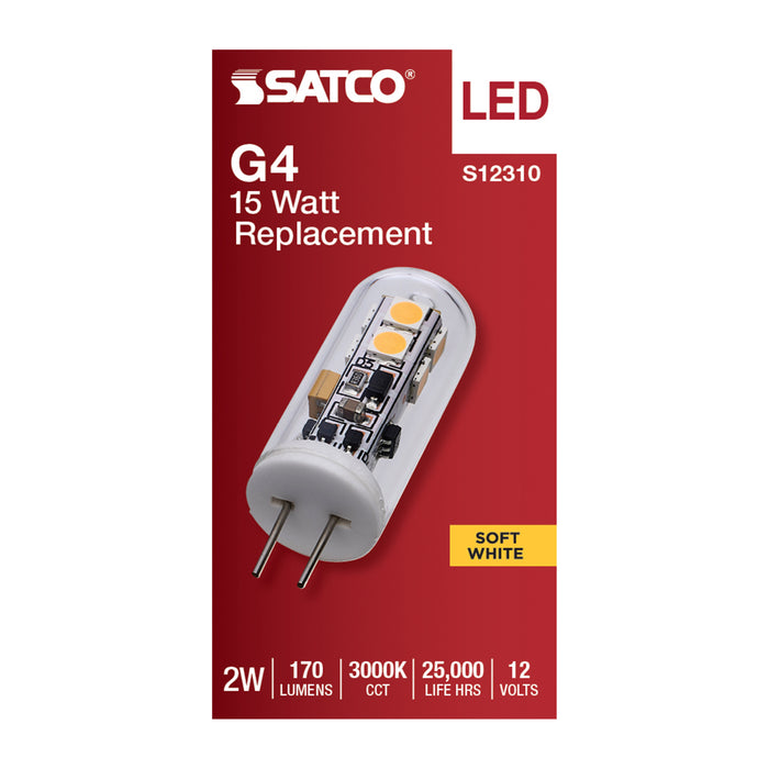 SATCO/NUVO 2W T4 LED Clear Finish Bi-Pin G4 Base 3000K 12V (S12310)