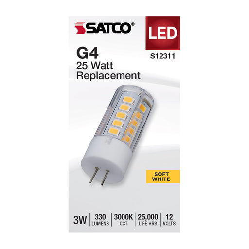 SATCO/NUVO 3W T5 LED Clear Finish Bi-Pin G4 Base 3000K 12V (S12311)
