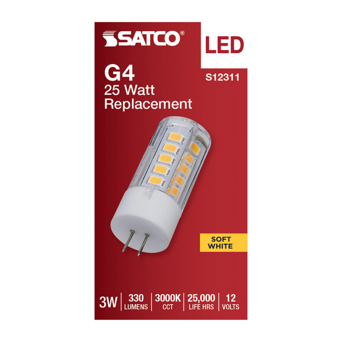 SATCO/NUVO 3W T5 LED Clear Finish Bi-Pin G4 Base 3000K 12V (S12311)