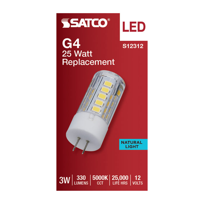 SATCO/NUVO 3W T5 LED Clear Finish Bi-Pin G4 Base 5000K 12V (S12312)