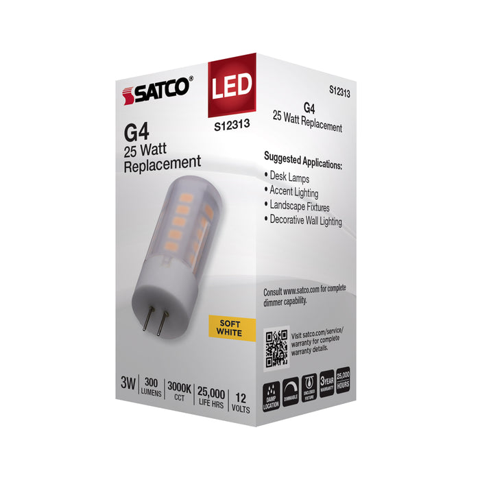 SATCO/NUVO 3W T5 LED Frost Finish Bi-Pin G4 Base 3000K 12V (S12313)