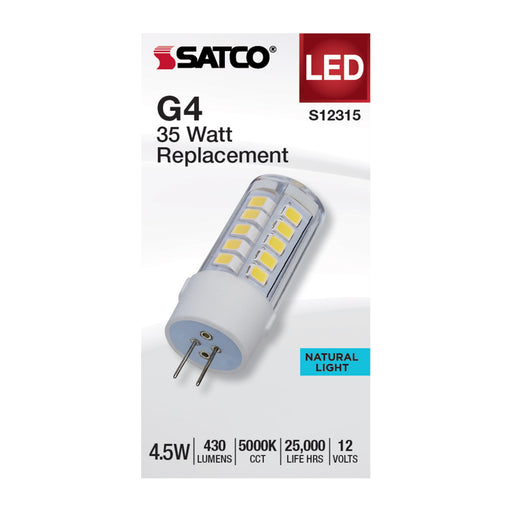 SATCO/NUVO 4.5W T6 LED Clear Finish Bi-Pin G4 Base 5000K 12V (S12315)