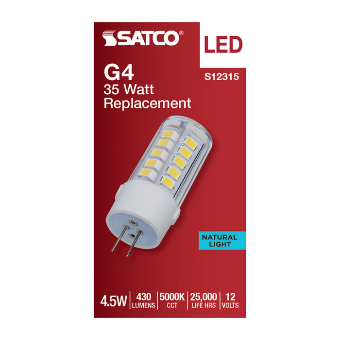SATCO/NUVO 4.5W T6 LED Clear Finish Bi-Pin G4 Base 5000K 12V (S12315)