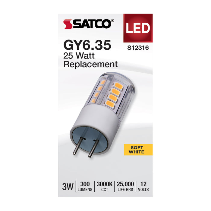 SATCO/NUVO 3W T5 LED Clear Finish GY6.35 Base 3000K 12V (S12316)