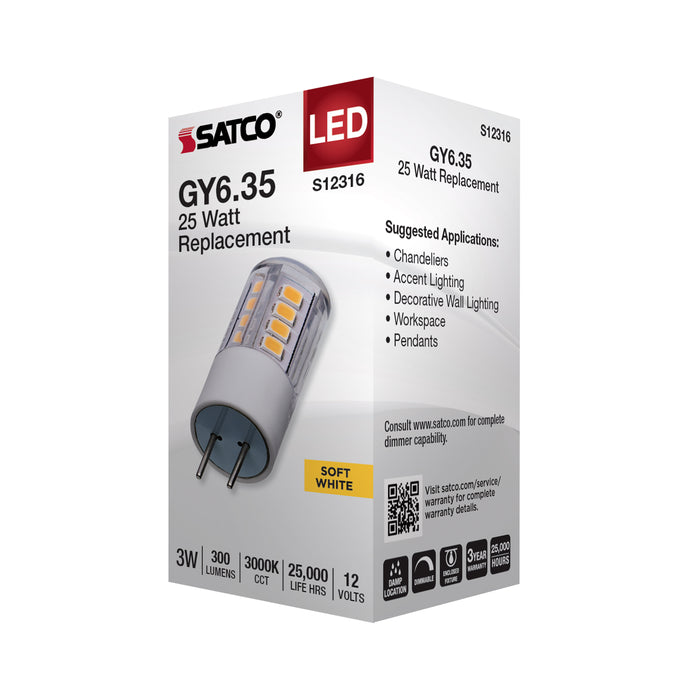 SATCO/NUVO 3W T5 LED Clear Finish GY6.35 Base 3000K 12V (S12316)