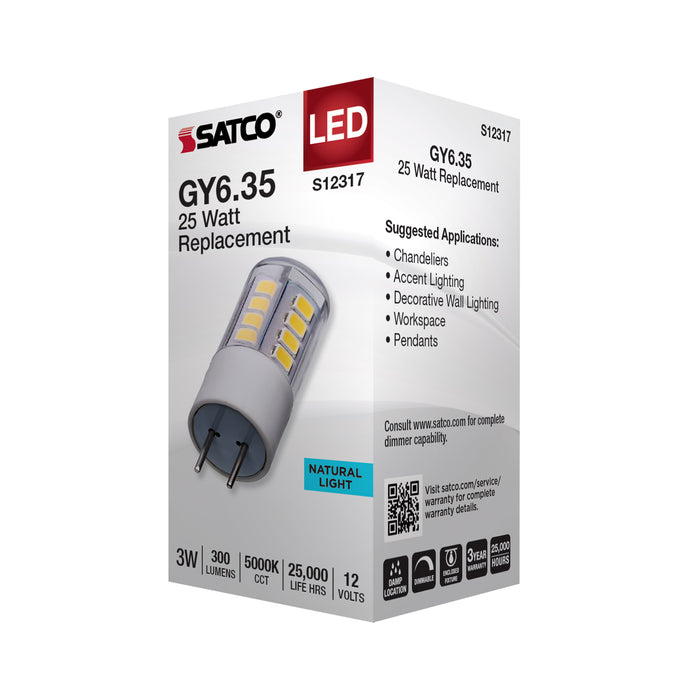 SATCO/NUVO 3W T5 LED Clear Finish GY6.35 Base 5000K 12V (S12317)