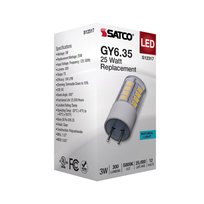SATCO/NUVO 3W T5 LED Clear Finish GY6.35 Base 5000K 12V (S12317)